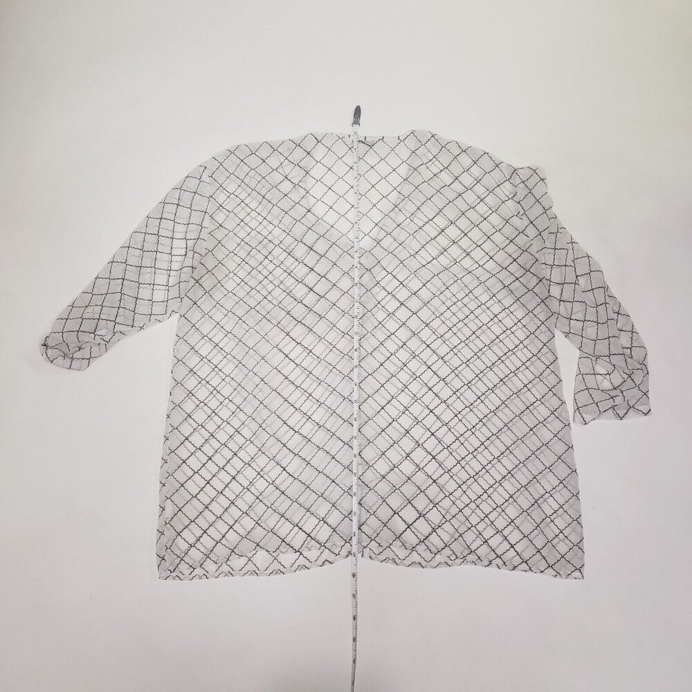 CAbi Blouse Women’s Size Small Shear Geometric Print Top Citycore Light Academia - Picture 8 of 16